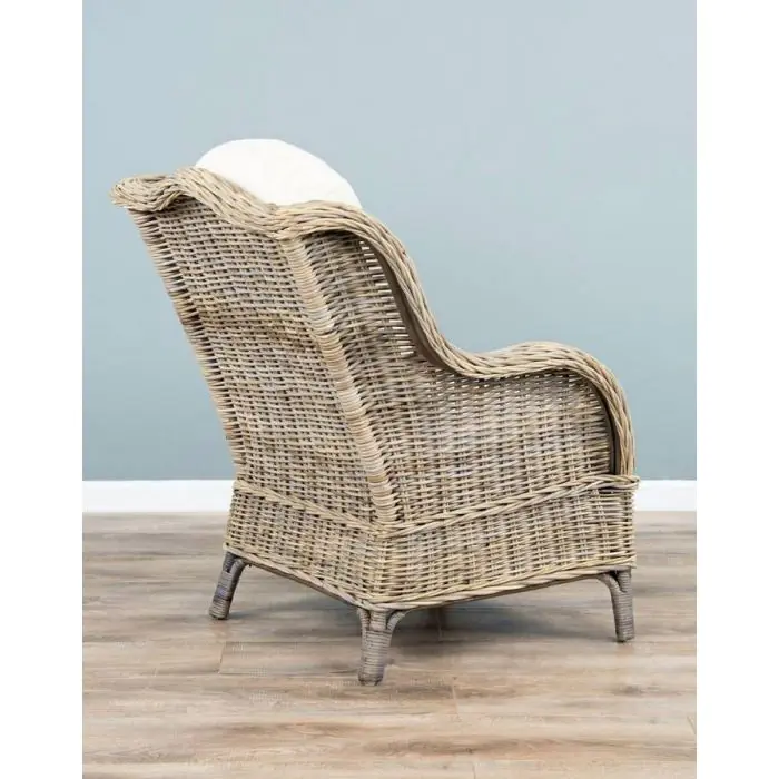 2 Jumo Natural Wicker Armchairs and Footstool Set - 6