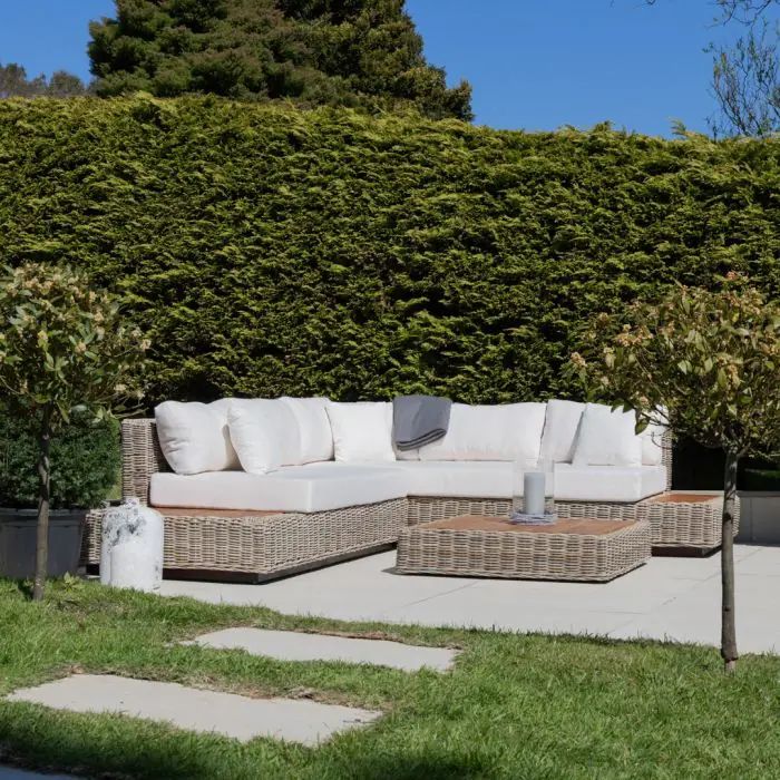 Zuri Natural Wicker and Teak Corner Sofa - 0