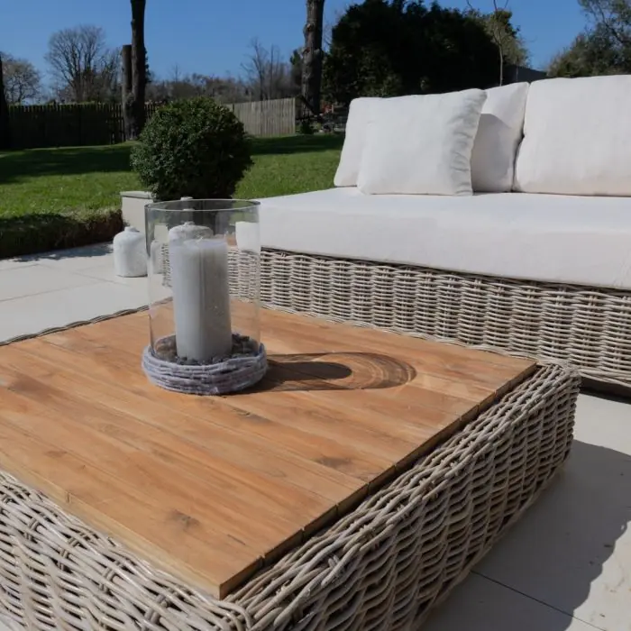 Zuri Natural Wicker and Teak Coffee Table - 1