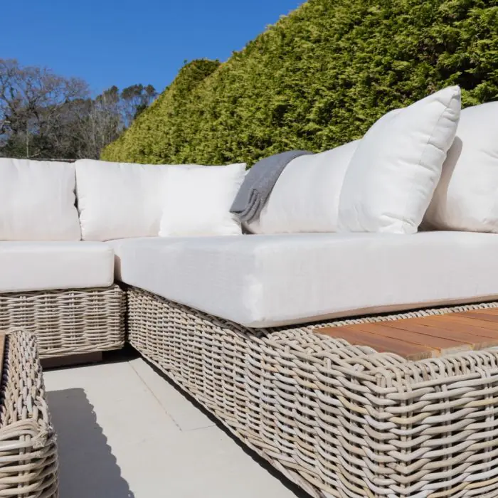 Zuri Natural Wicker and Teak Corner Sofa - 6