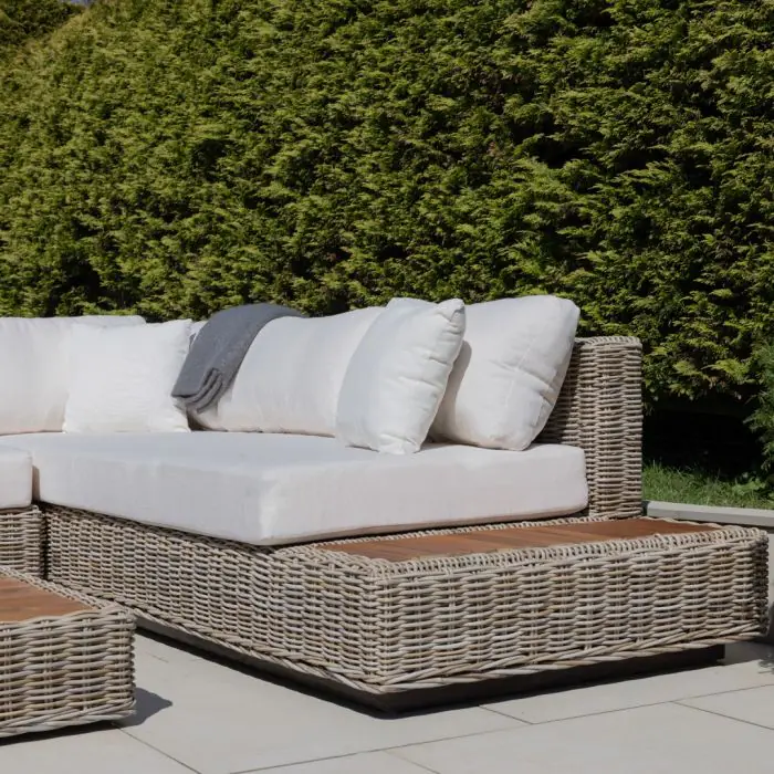 Zuri Natural Wicker and Teak Corner Sofa - 7