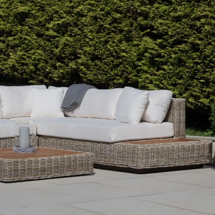 Zuri Natural Wicker and Teak Corner Sofa - 3