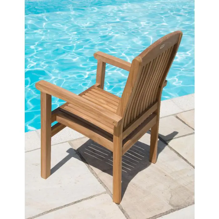 1.5m Reclaimed Teak Outdoor Open Slatted Dartmouth Table with 6 Marley Armchairs - 12