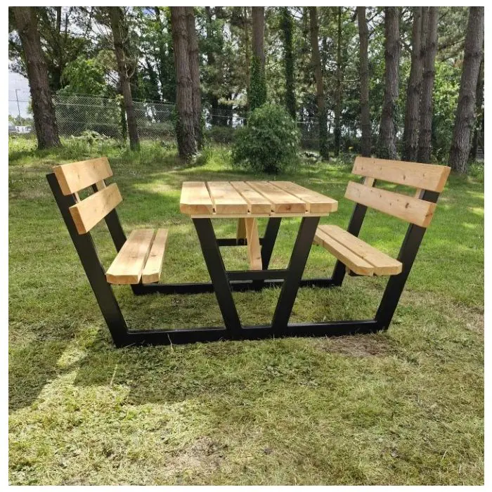 Swedish Redwood Walkthrough Steel Frame Picnic Bench - 2