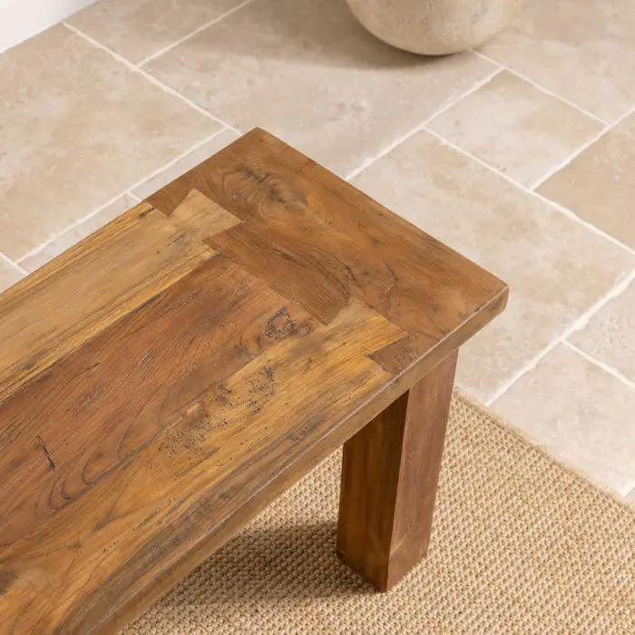 1.6m Reclaimed Teak Mexico Backless Bench - 3