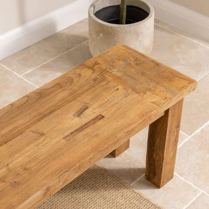 2.4m Reclaimed Teak Mexico Backless Bench - 8