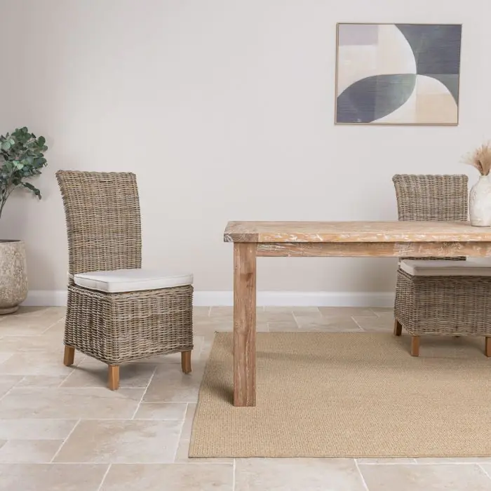 2.6m Reclaimed Teak Mexico Dining Table with 8 Latifa Chairs - 8