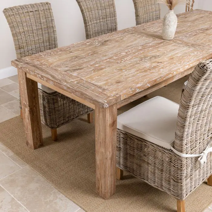 2.6m Reclaimed Teak Mexico Dining Table with 8 Latifa Chairs - 9