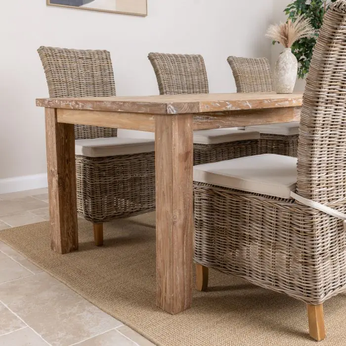 2.6m Reclaimed Teak Mexico Dining Table with 8 Latifa Chairs - 10