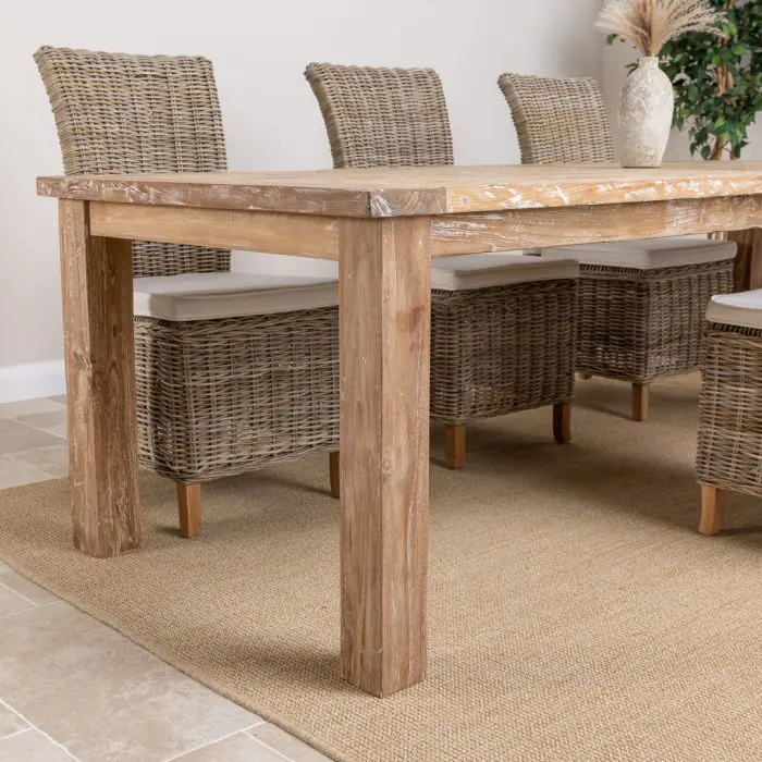 2.6m Reclaimed Teak Mexico Dining Table with 8 Latifa Chairs - 12