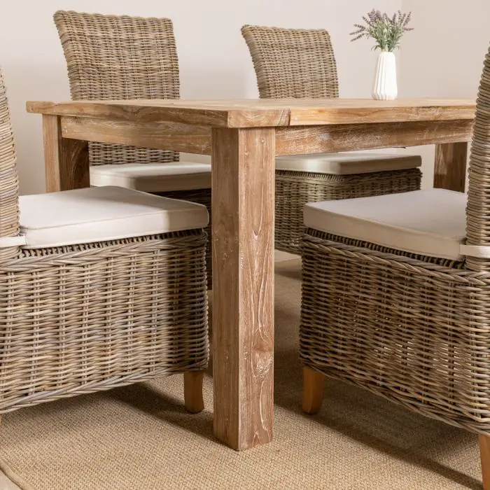 2m Reclaimed Teak Mexico Dining Table with 6 Latifa Chairs - 3