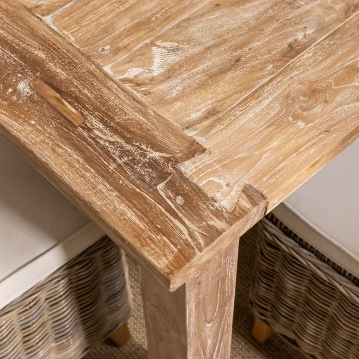 2m Reclaimed Teak Mexico Dining Table with 6 Latifa Chairs - 5