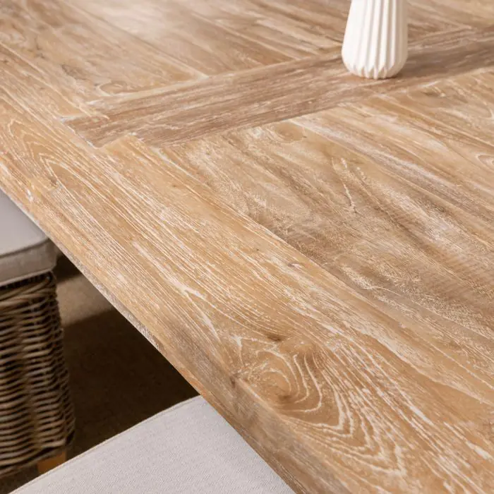 2m Reclaimed Teak Mexico Dining Table with 6 Latifa Chairs - 6