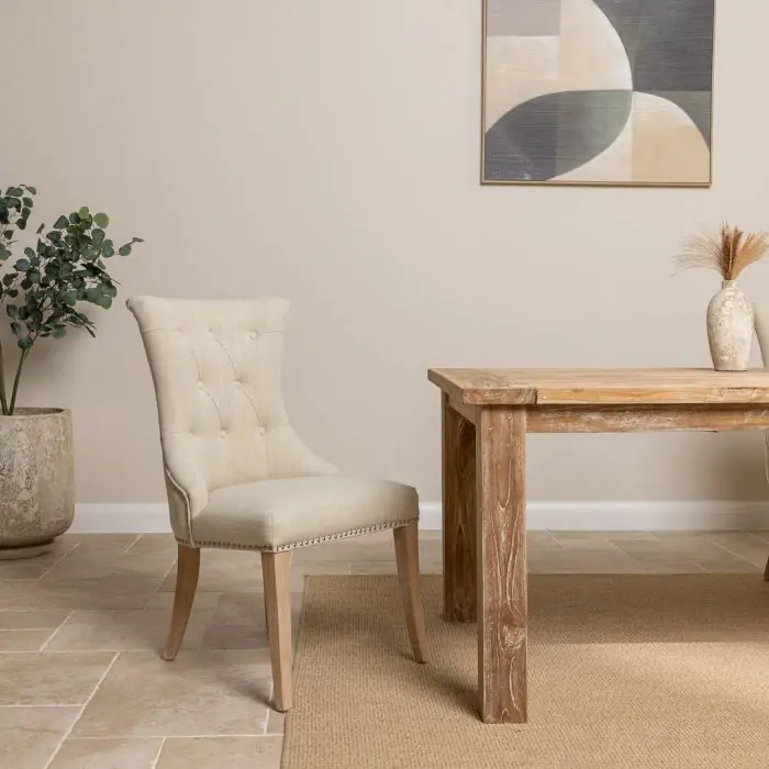 2m Reclaimed Teak Mexico Dining Table with 6 Windsor Ring Back Chairs - 4