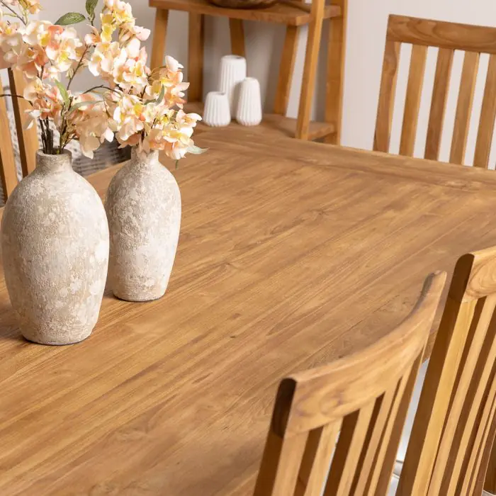 2.4m Reclaimed Teak Monastery Dining Table with 8 Santos Chairs - 6