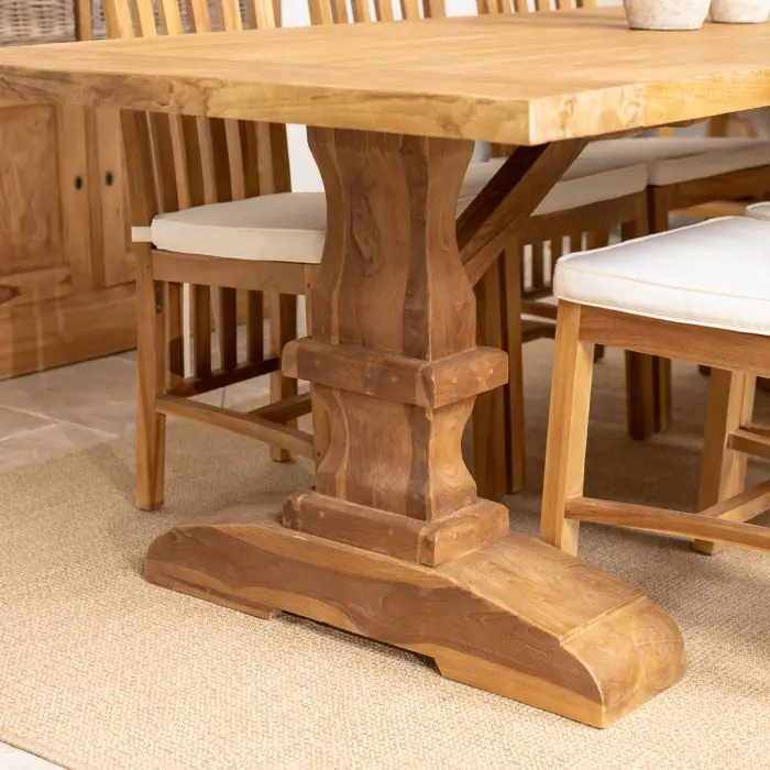 2.4m Reclaimed Teak Monastery Dining Table with 8 Santos Chairs - 8