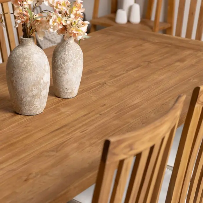 2.4m Reclaimed Teak Monastery Dining Table with 6 Santos Chairs and 2 Armchairs - 8