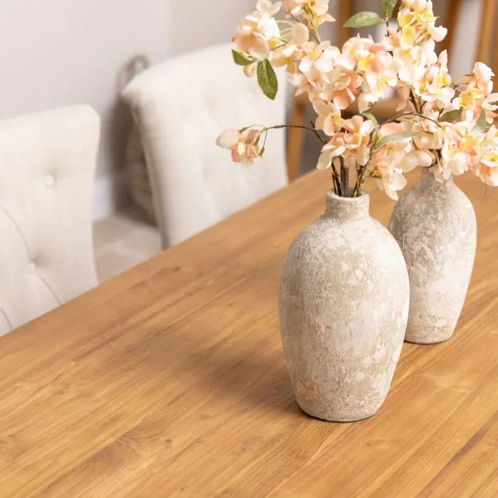 2.4m Reclaimed Teak Monastery Dining Table with 8 Windsor Ring Back Chairs - 6