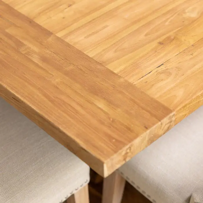 2.4m Reclaimed Teak Monastery Dining Table with 8 Windsor Ring Back Chairs - 7