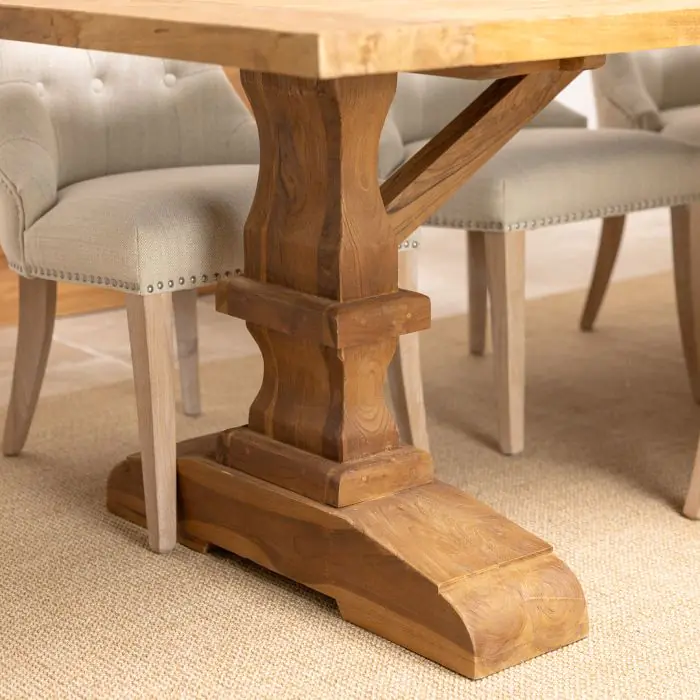 2.4m Reclaimed Teak Monastery Dining Table with 8 Windsor Ring Back Chairs - 10