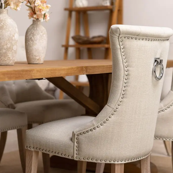 2.4m Reclaimed Teak Monastery Dining Table with 8 Windsor Ring Back Chairs - 11