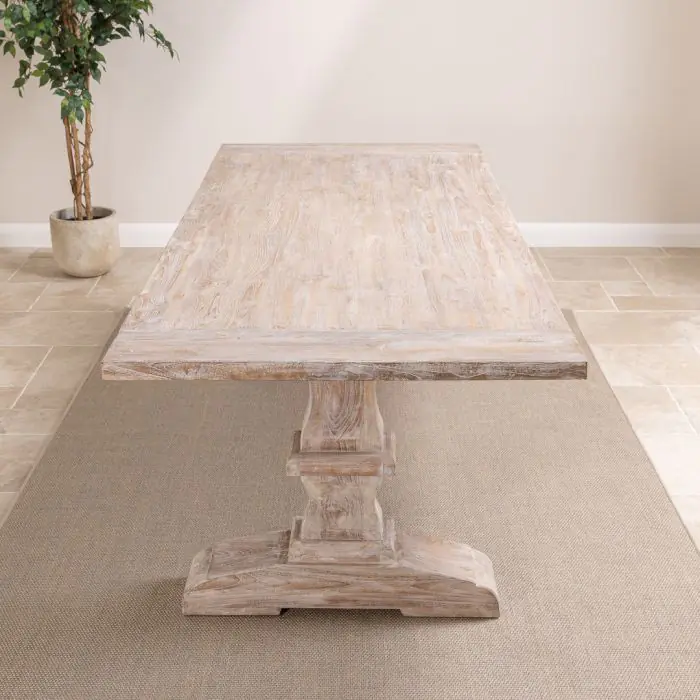 2.4m Reclaimed Teak Monastery Dining Table - Whitewash - 2
