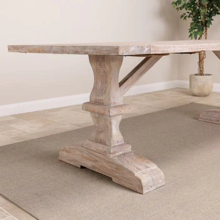 2.4m Reclaimed Teak Monastery Dining Table - Whitewash - 1