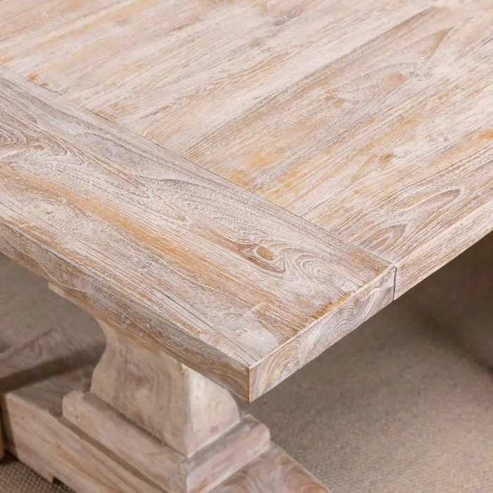 2.4m Reclaimed Teak Monastery Dining Table - Whitewash - 3