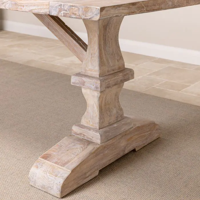 2.4m Reclaimed Teak Monastery Dining Table - Whitewash - 5