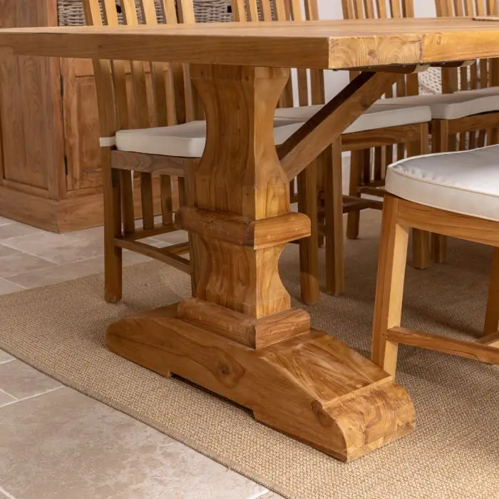 3m Monastery Reclaimed Teak Dining Table with 8 Santos Chairs and 2 Armchairs - 4