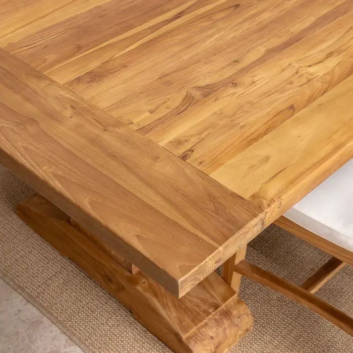 3m Monastery Reclaimed Teak Dining Table with 10 Santos Chairs - 8