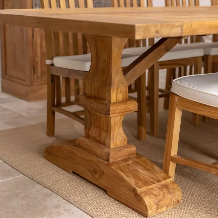 3m Monastery Reclaimed Teak Dining Table with 10 Santos Chairs - 4
