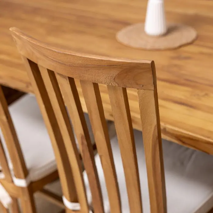 3m Monastery Reclaimed Teak Dining Table with 10 Santos Chairs - 6