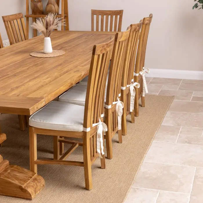 3m Monastery Reclaimed Teak Dining Table with 8 Santos Chairs and 2 Armchairs - 3
