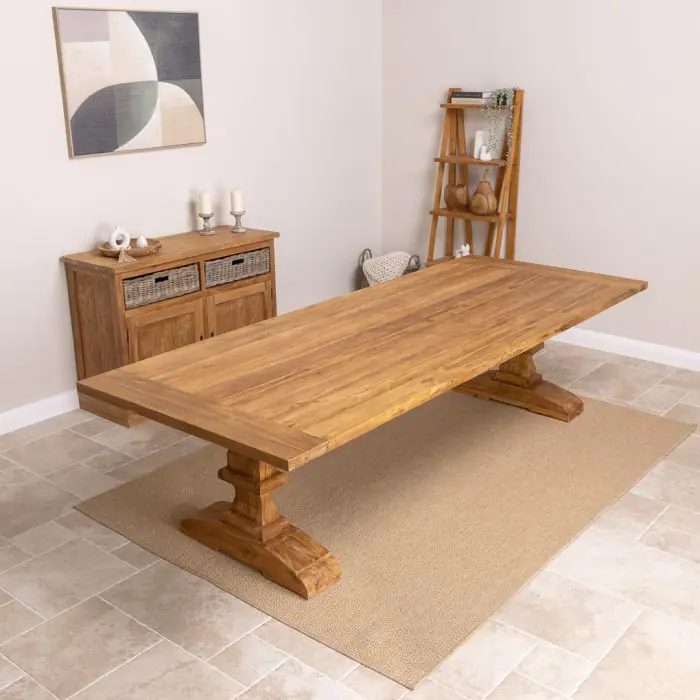 3m Reclaimed Teak Monastery Dining Table - 3