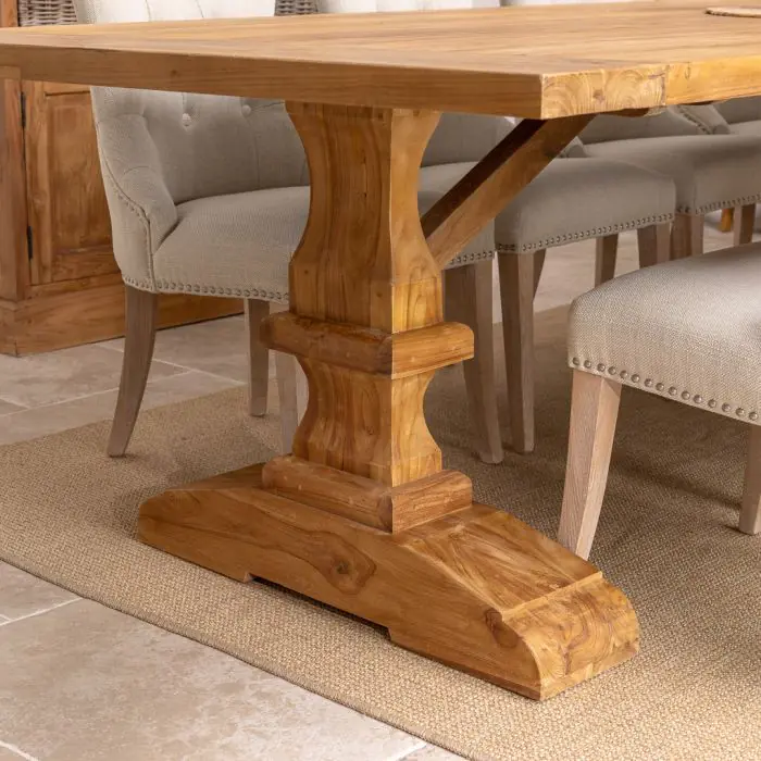 3m Reclaimed Teak Monastery Dining Table with 10 Windsor Ring Back Chairs - 6