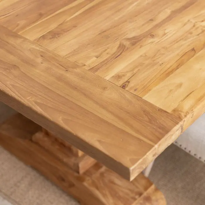 3m Reclaimed Teak Monastery Dining Table with 10 Windsor Ring Back Chairs - 9