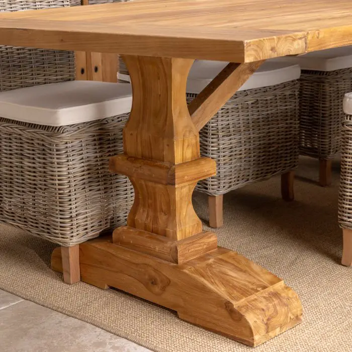 3m Monastery Reclaimed Teak Dining Table with 10 Latifa Chairs - 6