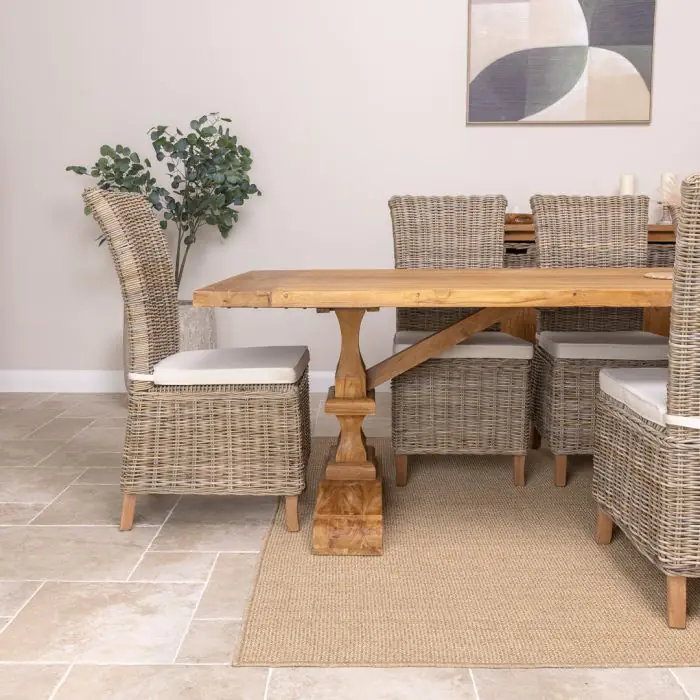 3m Monastery Reclaimed Teak Dining Table with 10 Latifa Chairs - 5
