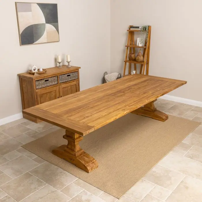 3m Reclaimed Teak Monastery Dining Table - 3