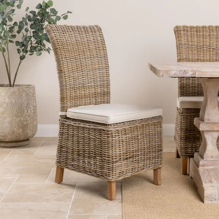 2.4m Reclaimed Teak Monastery Whitewash Dining Table with 8 Latifas - 5