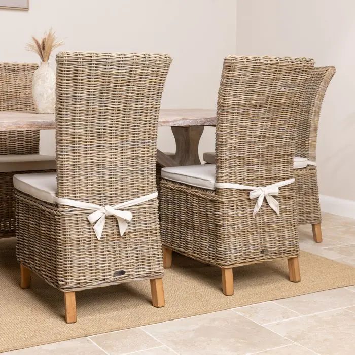 2.4m Reclaimed Teak Monastery Whitewash Dining Table with 8 Latifas - 9