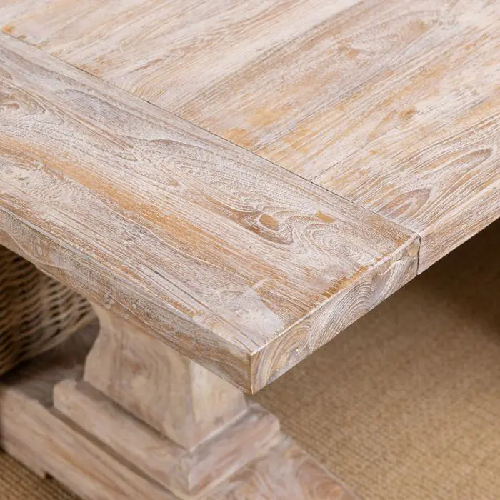 2.4m Reclaimed Teak Monastery Whitewash Dining Table with 8 Latifas - 6