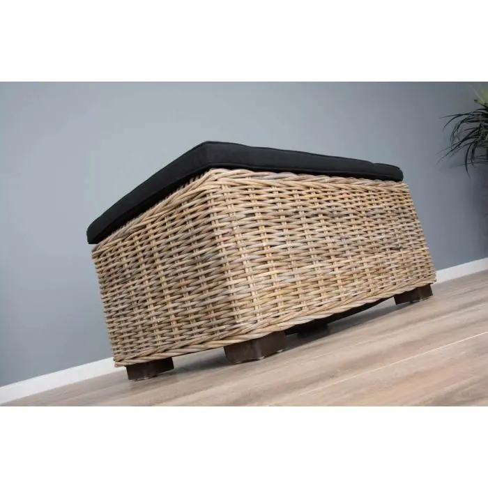 Natural Wicker Glass Topped Coffee Table - 5