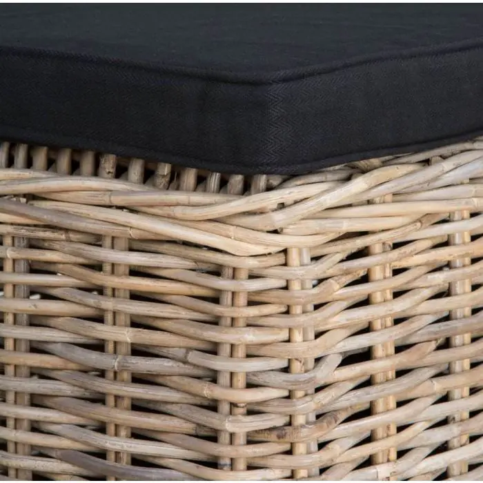 Natural Wicker Glass Topped Coffee Table - 7