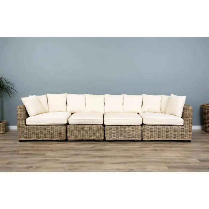 Puri Natural Wicker 4 Sectional Sofa - 5