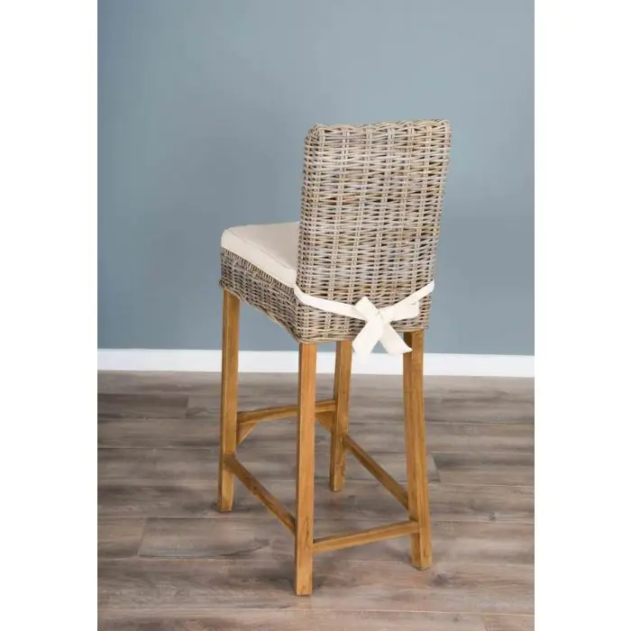 Kubu Grey Wicker Bar Stool - 1