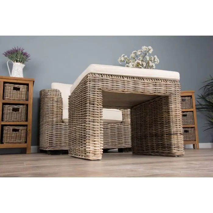Manga Natural Wicker Sofa Chair with Zara Footstool - 1
