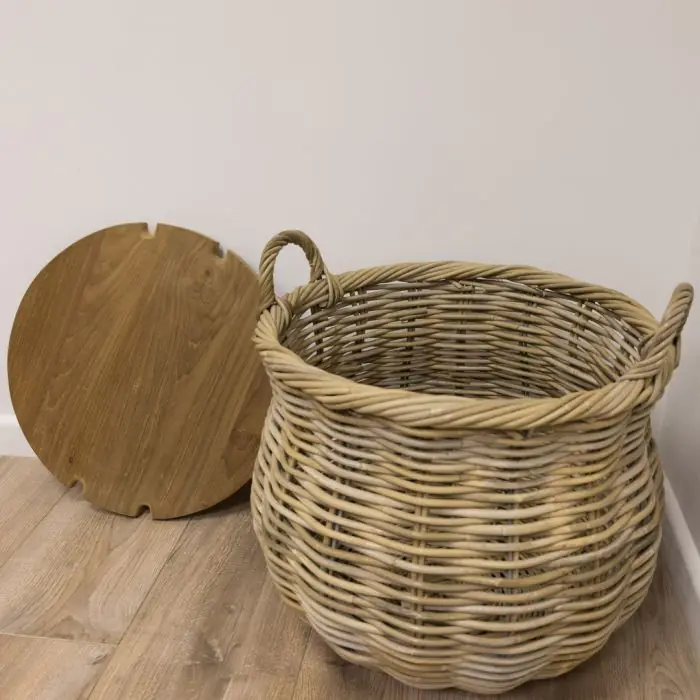 Natural Wicker & Reclaimed Teak Storage Coffee Table - 4