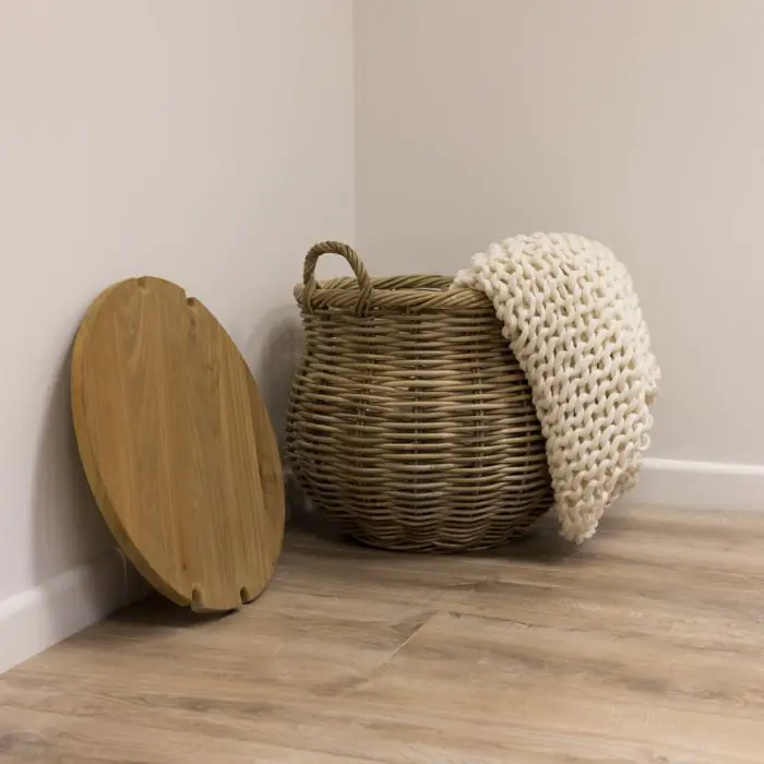 Natural Wicker & Reclaimed Teak Storage Coffee Table - 3